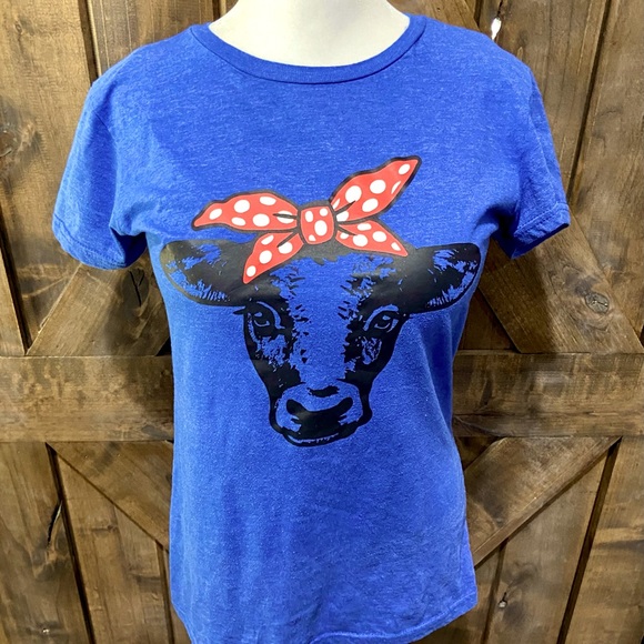 Blue Highland Heifer Short Sleeve Tee Sz M - Picture 8 of 14